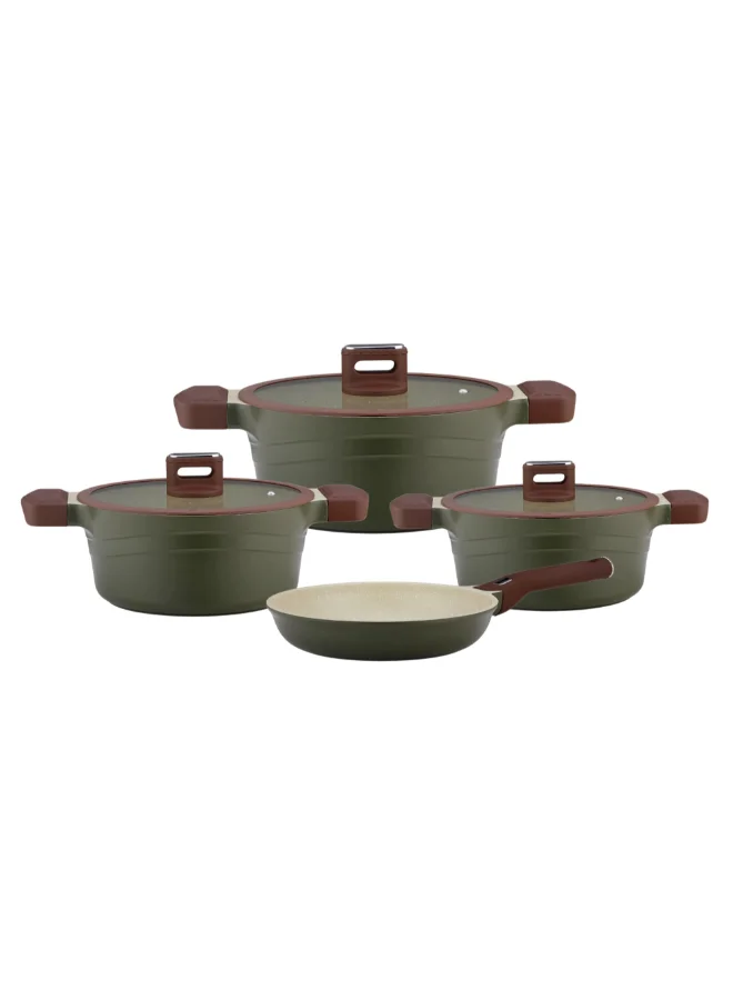 بارفيت طقم أواني طهي أوسلو ألومنيوم مصبوب 7 قطع أخضر وبني  17.5 x 34 x 64 سم XB-YD7GREEN